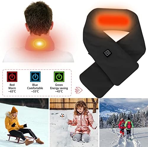 GLAITC Heated Scarf,Winter Electric Heated Neck Scarf,USB Charging Heating Scarf with 3 Heating Levels,Neck Heating Pad for Pain Relief Thermal Neckerchief,Winter Gift for Men Women Outdoor Skiing