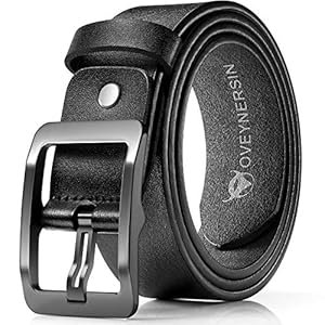 OVEYNERSIN Men Belt – 100% Genuine Leather casual Dress Belts Big Metal Buckle Adjustable Size designer Fashion Gifts