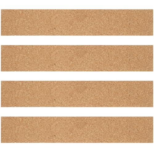 ULTECHNOVO 4 Tiras de Corcho Autoadhesivas para Pared Color Madera, Tablero de Corcho para Fotos y Notas, Material Adhesivo para Oficina y Hogar, Paquete de 4 Piezas