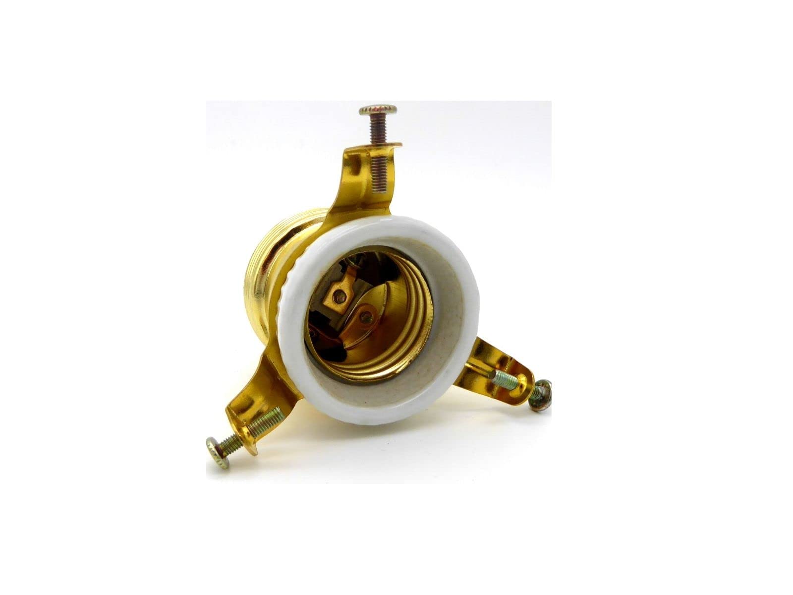 Set portalampade E27 antichizzato Metallo e porcellana + Ghiera a ragno blocca paralume