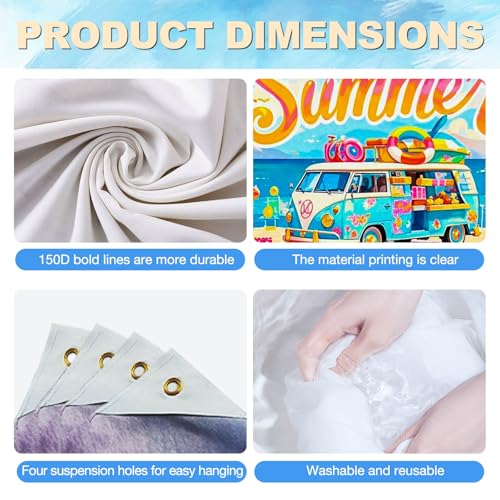 Image of BlissYard Summer Party Decorations 71 x 43 Inch Hello Summer Beach Party Backdrop Banner Surf Van Aloha Luau Party Decorations Pool Party Photo Booth Background Indoor Outdoor Wall Decor