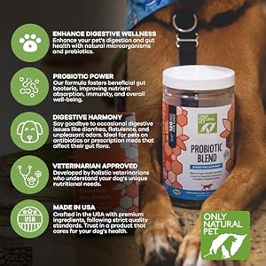 Only Natural Pet Probiotic Dog and Cat Supplement - Digestive & Gut Health Enzyme Formula, Puppy & Canine Digestive Chews, Best for Stomach Relief & Gas Aid - Soft Chews, 120 Count. Only Natural Pet Probiotic Dog and Cat Supplement – Digestive & Gut Health Enzyme Formula, Puppy & Canine Digestive Chews, Best for Stomach Relief & Gas Aid – Soft Chews, 120 Count.
