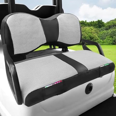 MOSNAI Yamaha Golf Cart Front Seat Cover for Drive G29 2007-2016 OEM Ordinary Seat Cushion, Breathable Polyester Mesh Cloth and Leather Combination Appearance, No Need Detaching Armrests Cover