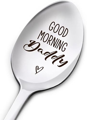 Cuchara Good Morning Daddy para nuevo papá, día del padre y regalo de cumpleaños, grabado de acero inoxidable
