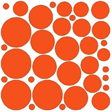 34 Orange Polka Dot Wall Stickers Removable Dot Wall Decals