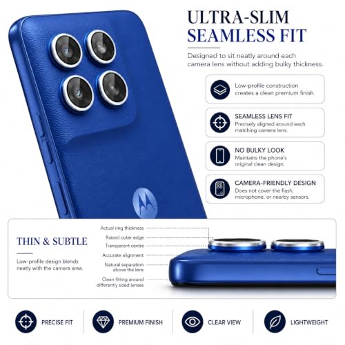 Image of ArmourPro Camera Rings Tempered Glass for Motorola G77 Power, Tough HD Individual Aluminum Alloy Rings 9H Camera Cover, Scratch-Resistant,Camera Lens Protection| Blue, 1 Pack