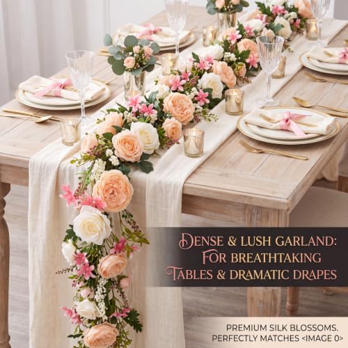 Riceshoot 4 Pcs 6ft Flower Garland with Peony & Rose, Champagne by Riceshoot - Used condition - Image 3