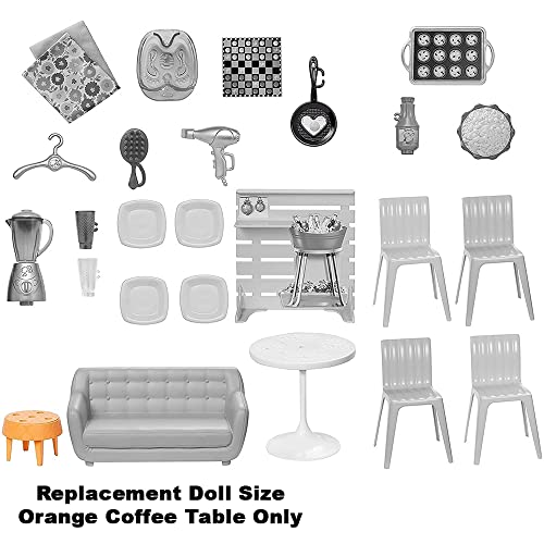 F-Price Replacement Parts For Barbie Malibu House Dollhouse Playset - Fxg57 ~ Replacement Doll Size Orange Coffee Table #TOP4