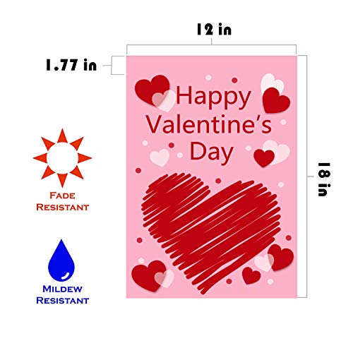 Happy Valentine Garden Flag Double Sided 12 X 18 Inch, Valentines Day Decorations For Garden Valentines Day Party Supplies #TOP1