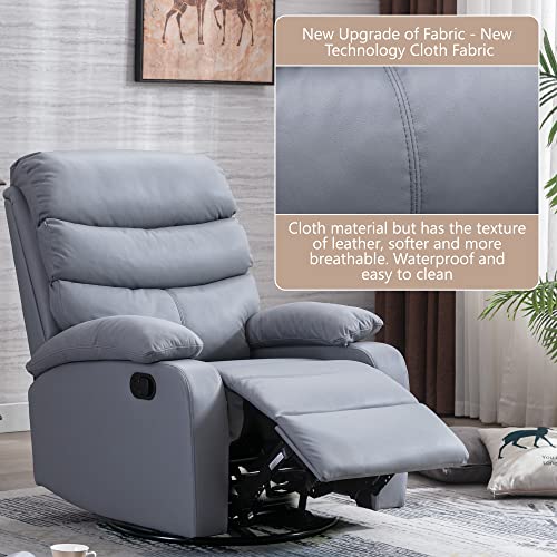Gnmlp2020 Swivel Rocking Recliner Chair For Living Room, Beige Recliner Chair Made Of New Technology Fabric, Manual Small Recliner Easy To Operate The Recline -Light Grey #TOP4