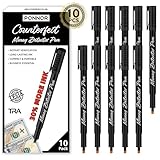Ponnor Counterfeit Money Detector Pen (10 Pack) Bill Marker Universal False Currency Checker Cash Tester with 30% More Ink with Upgraded Chisel Tip for Personal & Commercial Use