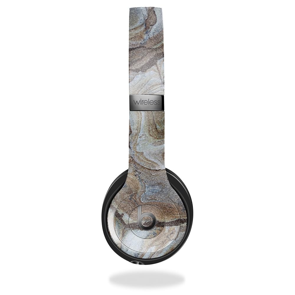 Glossy Glitter Headphone Skin Compatible with Beats Solo 4 - Brown Marble - Premium 3M Vinyl Protective Wrap Decal Cover - Easy to Apply | Crafted in