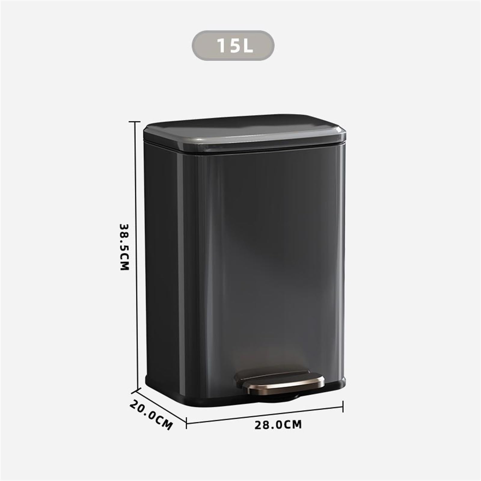 Cubo de basura y residuos para interiores de cocin Contenedores De Basura Con Pedal for Baños Y Oficinas bote de basura(Negro)
