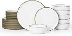 Richmount Nature Plates and Bowls Sets, 12 Pieces Stoneware Dinnerware Sets, Dishes Set for 4, Dishware Sets, Microwave and Dishwasher Safe, Midnight Blue