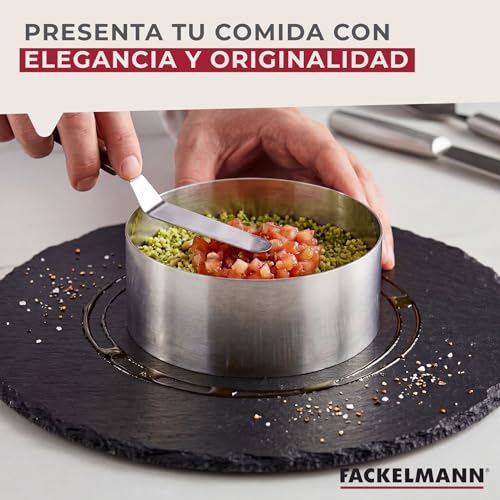 Miniatura 3 de Fackelmann 6 Aros De Cocina, Moldes Para Emplatar Y Dar Forma A Los Alimentos, Diferentes Tamaños, Acero Inoxidable, Color Gris, 5-6-7-8-10-12 X 4.5 Cm, 6 Uds