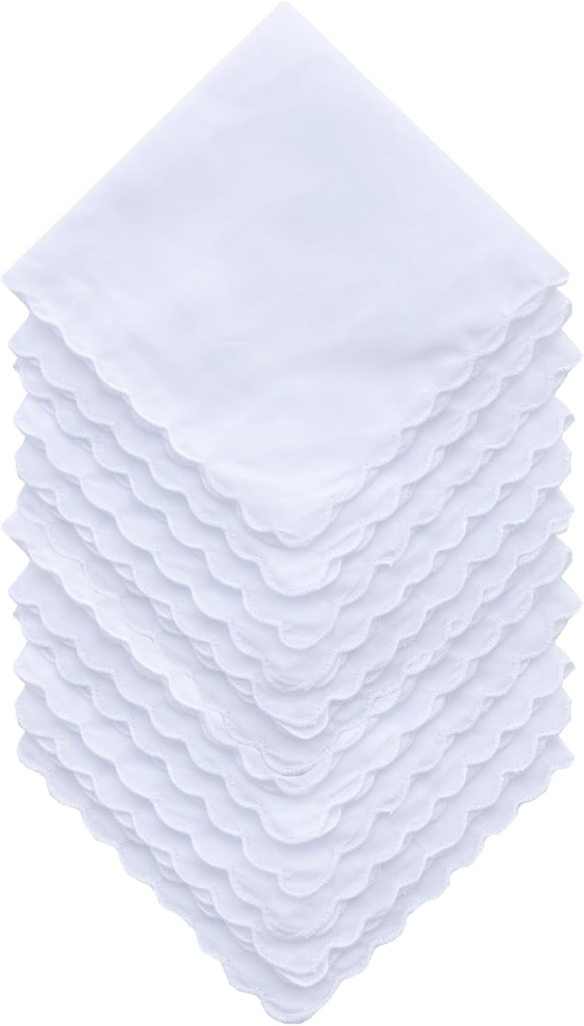 Solid White Cotton Hankderchiefs for DIY Drawn Embroidery Party 28 Square