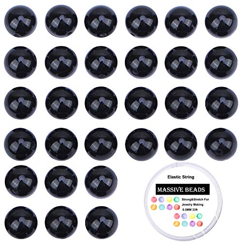 Image of 80Pcs Natural Crystal Beads Stone Gemstone Round Loose Energy Healing Beads with Free Crystal Stretch Cord for Jewelry Making (Black Onyx, 10mm)