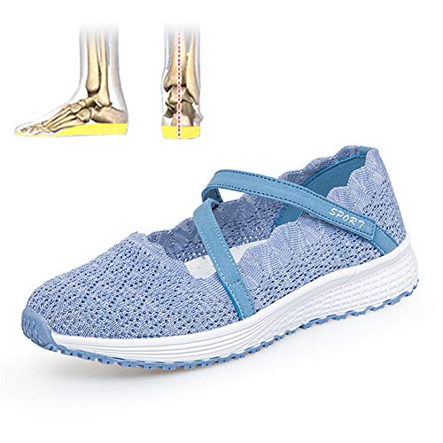 TOT Scarpe Sportive Ortopediche per Anziani Scarpe da Donna in Tessuto fascite Plantare con Rete Traspirante e Suola Antiscivolo 3D per Edema gonfio in Gravidanza Calzature per i Piedi,Blu,39