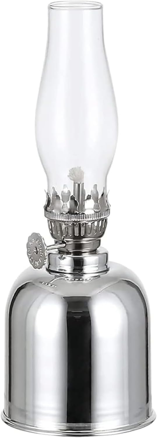 Chamber Oil Lamp Small Oil Lamp Lantern Desktop Decoration Churches Lamp(Silver)