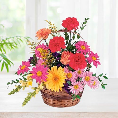 FLORANET Beautiful bouquet Of 5 carnations, 7 gerberas & 9 roses bursting with color and joy For Anniversary, Birthday Gift, Wedding Gift, Congratulations Gift, Mother's Day Gift (Same Day Delivery)-picture-10