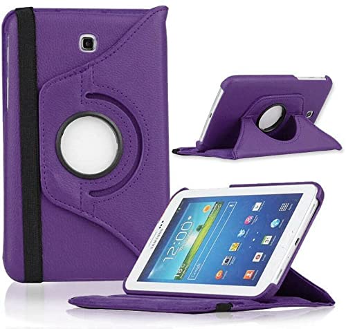 Image of 360 Rotate Case For Samsung Galaxy Tab 3 7" P3200 Leather Stand Cover (Purple)