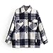 Produktbild Plaid Overshirt Wool Blend Jacke Karo Revers Kragen Langarm Mantel Frauen Übergroße Taschen Mit Klappen Knopf Jacken Tops
