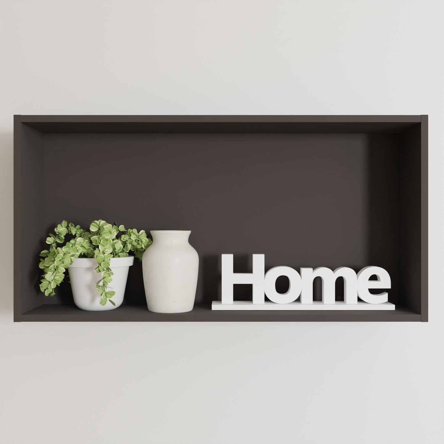 Étagère murale bois mélaminé Tikub noir meuble cube 35x70 cm