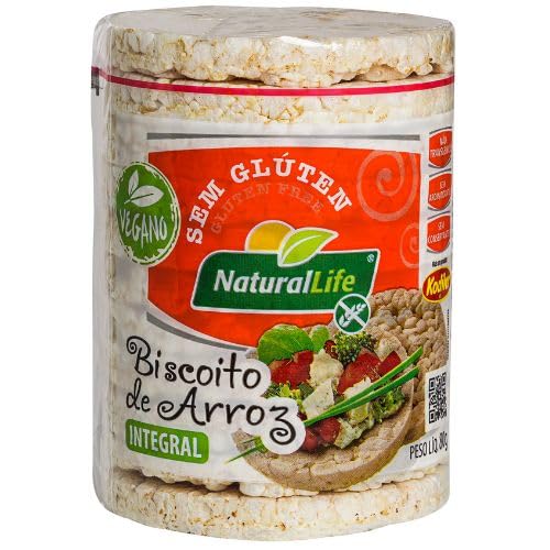 KIT 8 Biscoito de Arroz Grande Sem Glúten Vegano 80g - Natural Life (Tradicional 8 Unid.)
