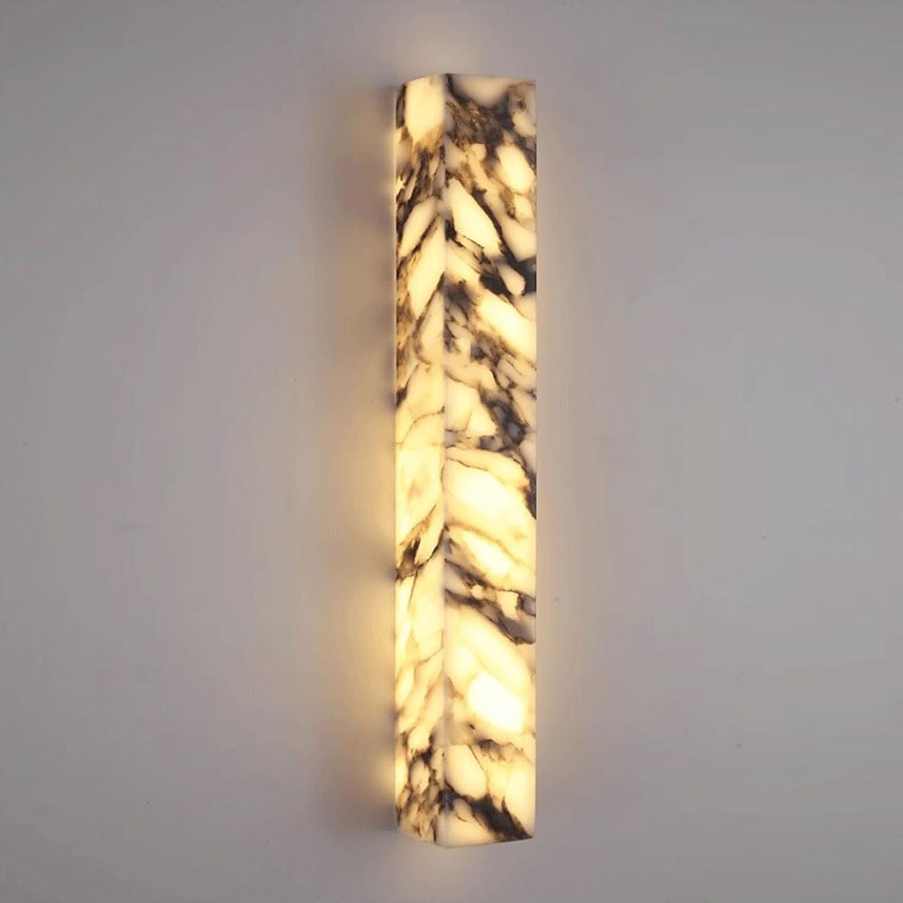 KXKLGWHN Natural Alabaster Wall Sconce, LED Warm Light Marble Wall Light, Modern Minimalist Style Indoor Wall Lamp, Bedside Staircase Corridor Decorative Lighting Fixtures