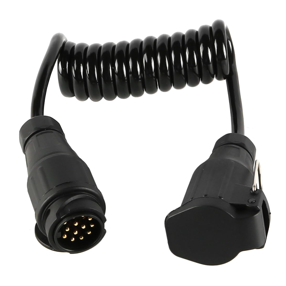 Muiltvoe 3 Pin To 13Pin Coiled Extension Cable Trailer Cable Electric Trailers Trailer Plug Adapter 13 Pin For Trailer Boat Trailer Tractor 2m