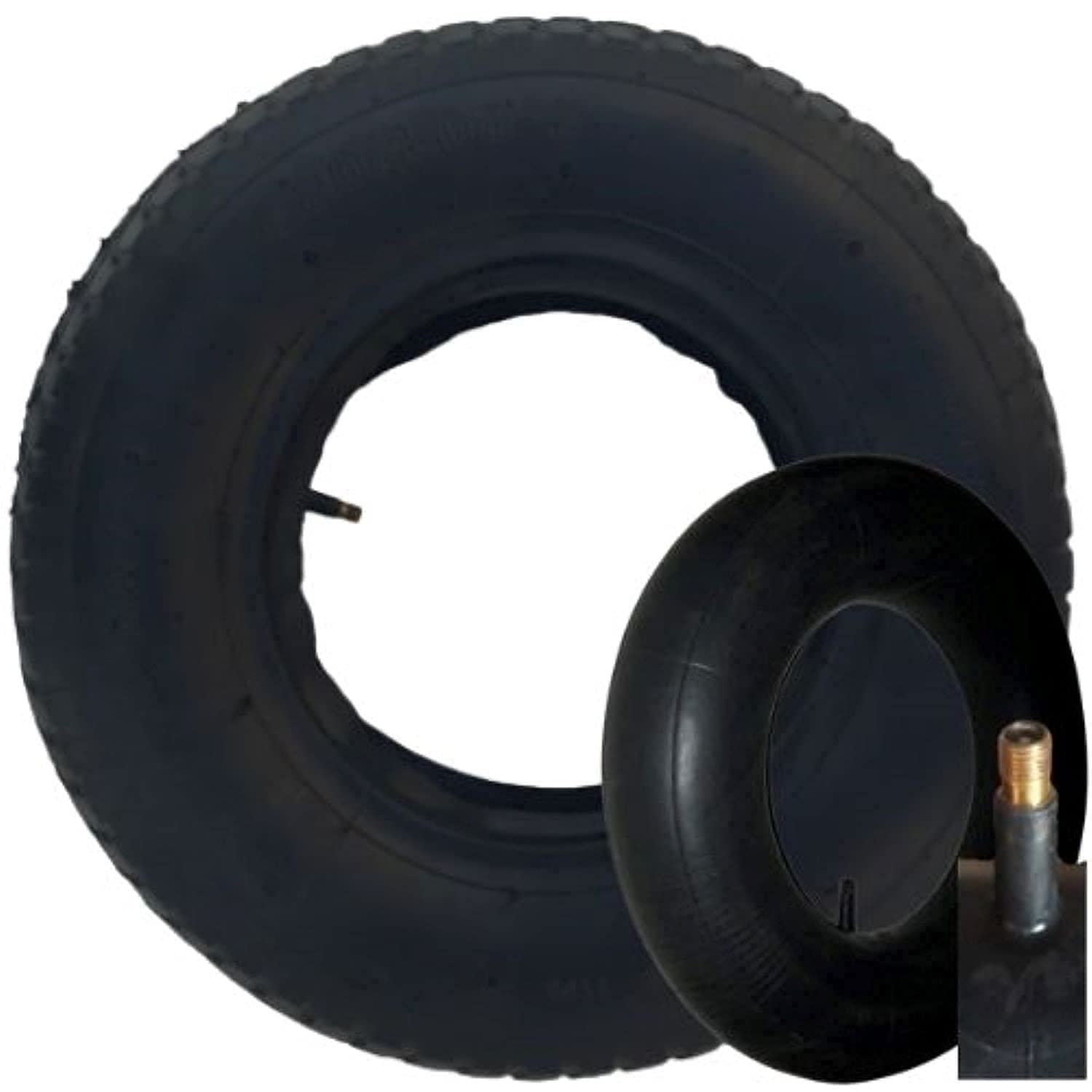 [OKAO] Pneu brouette 4.80/4.00-8 (4PR) + Chambre à air compatible roue de remorque,Tracteur Tondeuse,Diable,Chariot. Charge 120 kg. Valve TR13 Solide
