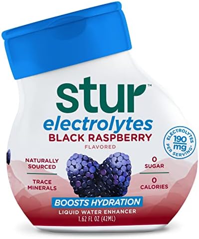 Stur Liquid Water Enhancer | Black Raspberry | Sweetened with Stevia | High in Vitamin C & Antioxidants | Sugar Free | Zero Calories | Keto | Vegan | 5 Bottles, Makes 120 Drinks