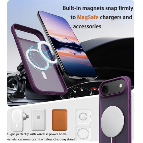 Image of Magnetic for iPhone 17 Air Phone Case, [Compatible with MagSafe], Screen Protector X1, [Military Grade Drop Protection],Matte Finish,Slim,Shockproof,Protective (Deep Purple, iPhone 17 AIR)