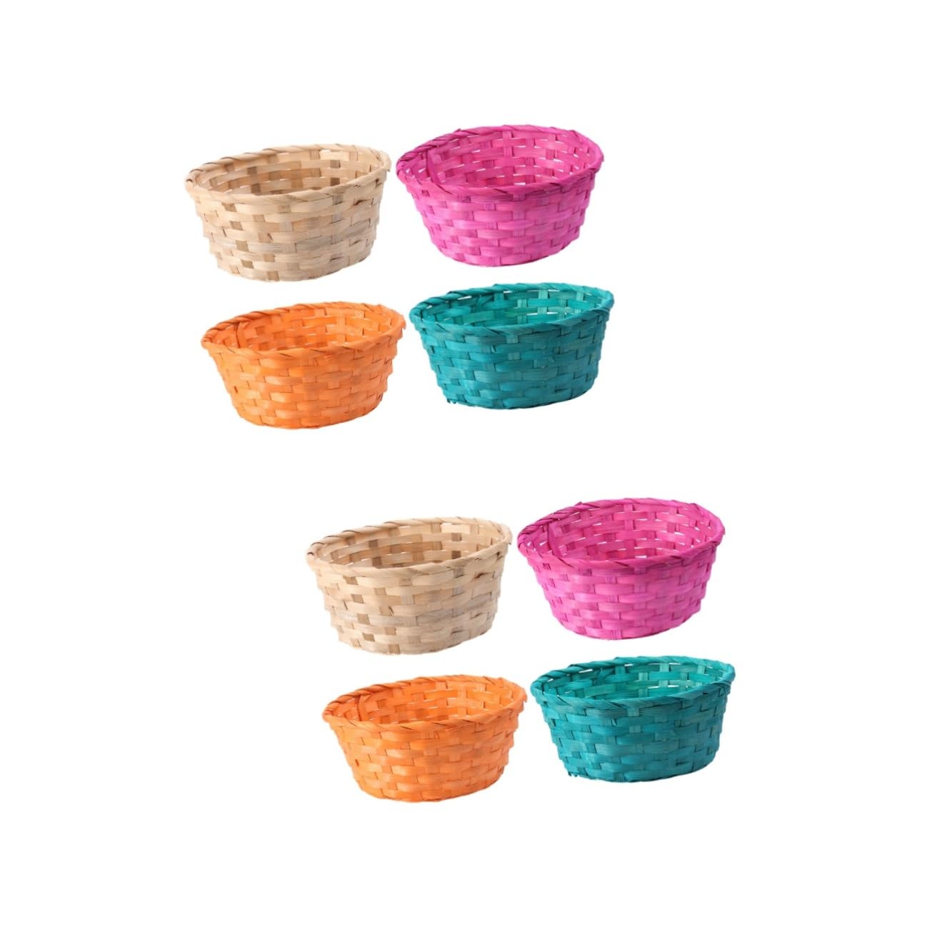 SOLUSTRE 2sets Bamboo Easter Egg Baskets Large Boys and Girls 's Easter Baskets for Props Foods Bulk 4pcs*2 Random