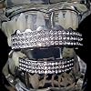 Three Row Grillz Set Iced Silver Tone Top & Bottom Teeth 3 Rows Hip Hop Grills