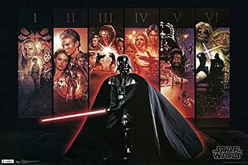 777 Tri-Seven Entertainment Star Wars Poster Darth Vader Episodes 1-6 Large Print 24x36