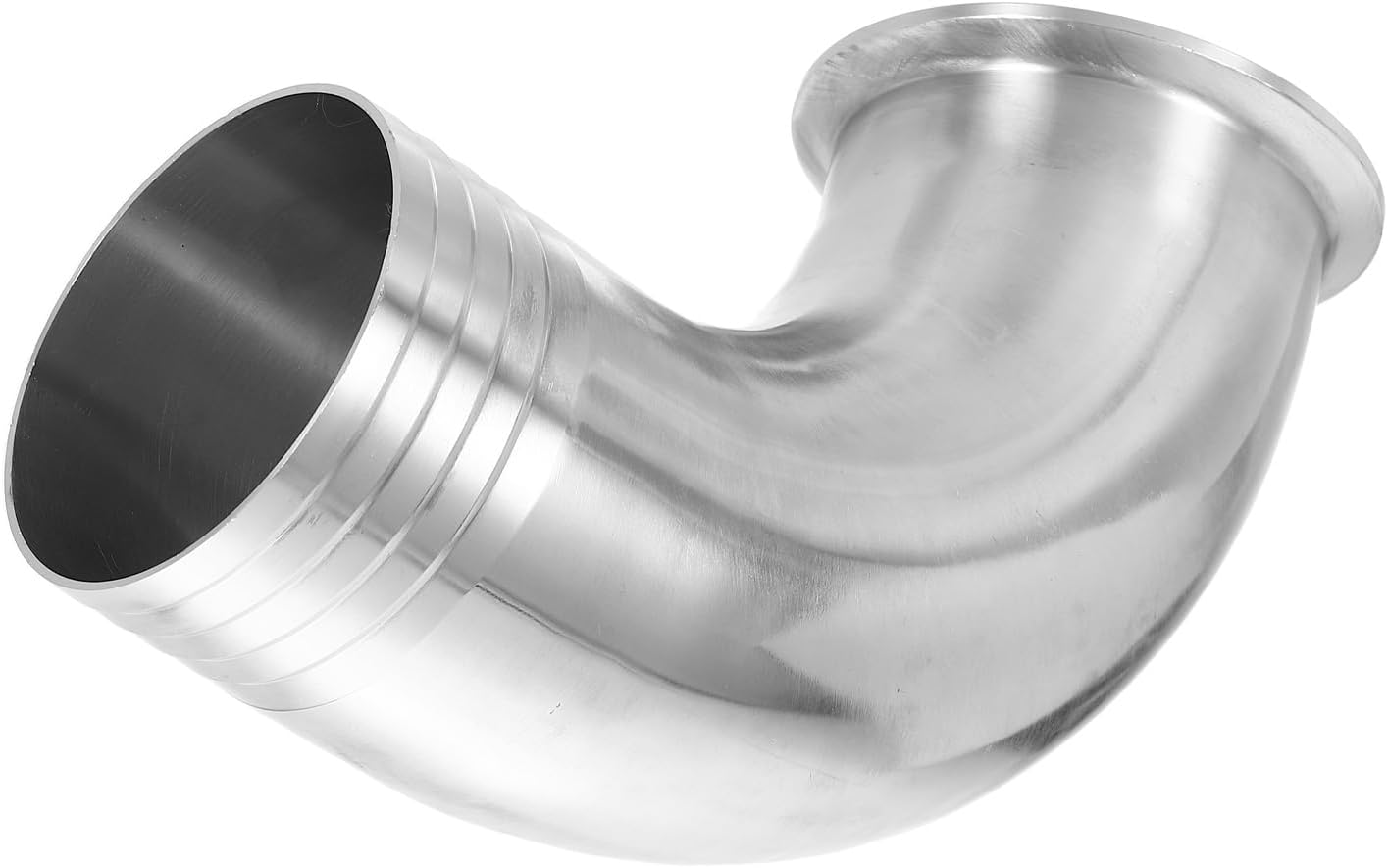 PATIKIL 90 Degree Elbow Tri Sanitary Clamps Hose Barb, 1 Pcs Sanitary Hose Barb Pipe Fitting 3" Tube 90.6mm Ferrule Tri Sanitary Clamps 304 Stainless Steel for Brewery Winery Food