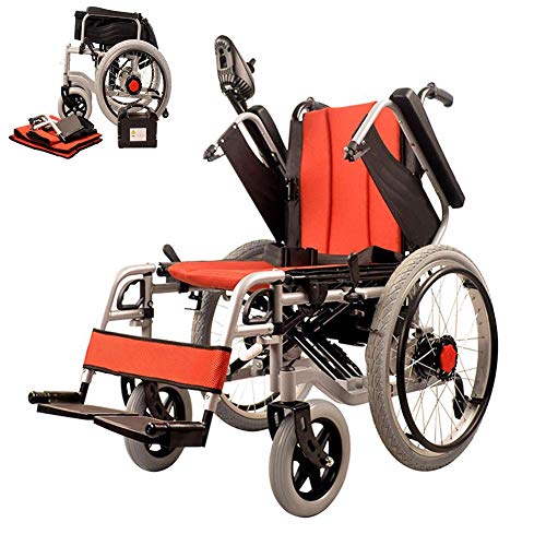 Ayuda para caminar eléctrica Silla de ruedas liviana de doble función, resistente, abierta/plegable, compacta, eléctrica, con silla de ruedas eléctrica o manual, rango de 15 millas, asiento de 34 cm d