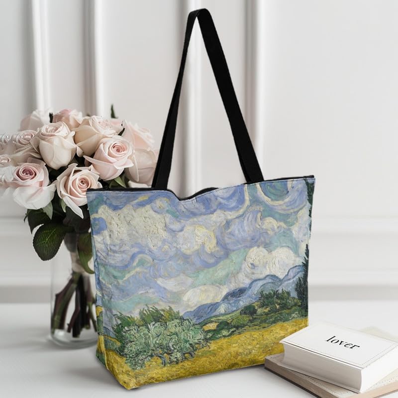 Image of Art Lover Zippered Tote Bag Waterproof Large Work Tote Bags, Artwork Women's Purse Handbags Travel Totes