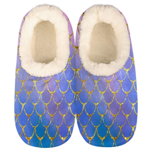 TropicalLife Meerjungfrauen-Fischschuppen Hausschuhe für Damen, Damen, Hausschuhe, Winter, Innen- und Außenbereich, Hausschuhe, Schlafzimmer, rutschfeste Socken, multi, 38/39 EU Cover
