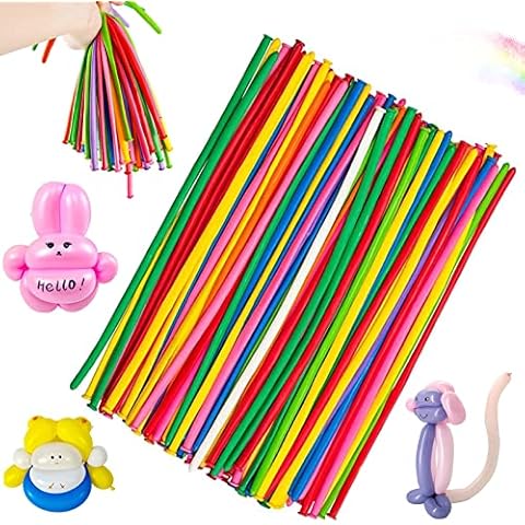 Modelling Balloons, Pack of 100 Magic Balloons, Long Colourful Balloons, Colourful Modelling Balloons Kit, DIY Balloon for Party, Wedding, Birthday, for Events, Decoration (200) Cover