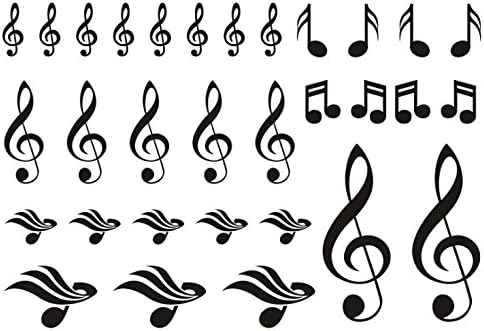 Waterproof Temporary Fake Tattoo Stickers Cool Black Music Notes Set of 2