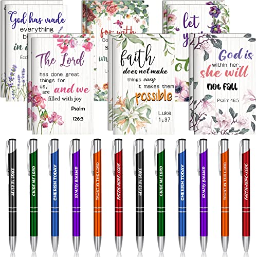 Stylos à bille et mini journaux inspirants à citations bibliques pour l'écriture fluide
