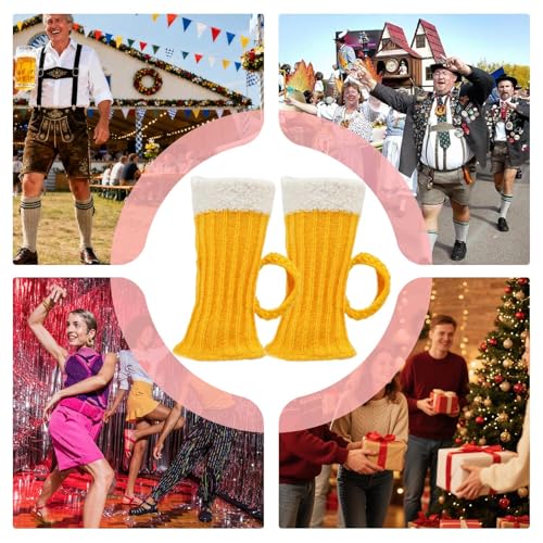 Calentadores de piernas tejidos a ganchillo estilo taza de cerveza, accesorio original para niñas 4