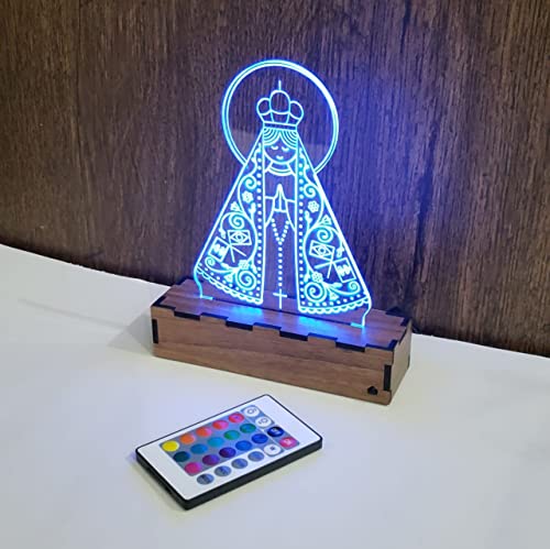 Luminária 3d Led - N S Aparecida Controle Remoto - 15 Cores