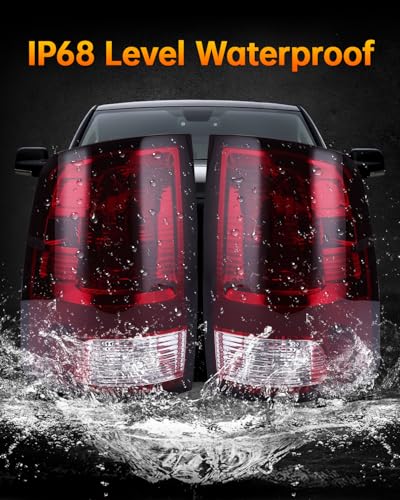 Image of OKLPF Rear Brake Tail Light Compatible With Dodge Ram 1500 2500 3500 2009-2018,Ram 1500 Classic 2019-2024,Included Bulbs,Replace Smoked Red Taillight Assembly fit Factory Halogen Trims Only