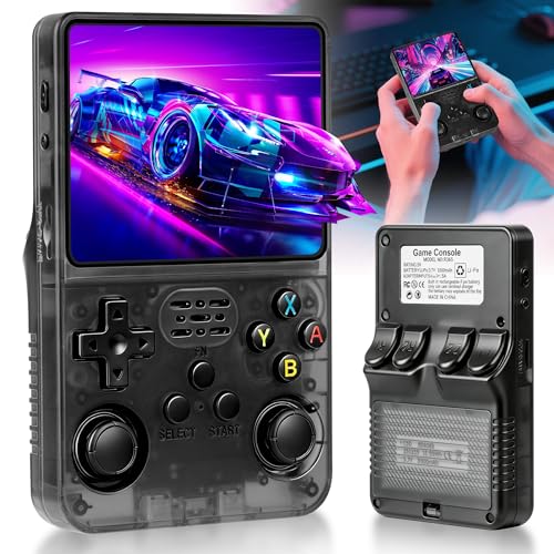R36S Retro Game Console, Handheld Game Console with 3.5-in IPS HD Screen，Video Game Consoles with 64GB Memory, Ultra-Long Standby Time, Perfect for Travel & Outings, Gift for Adults Teens Kids (Black)