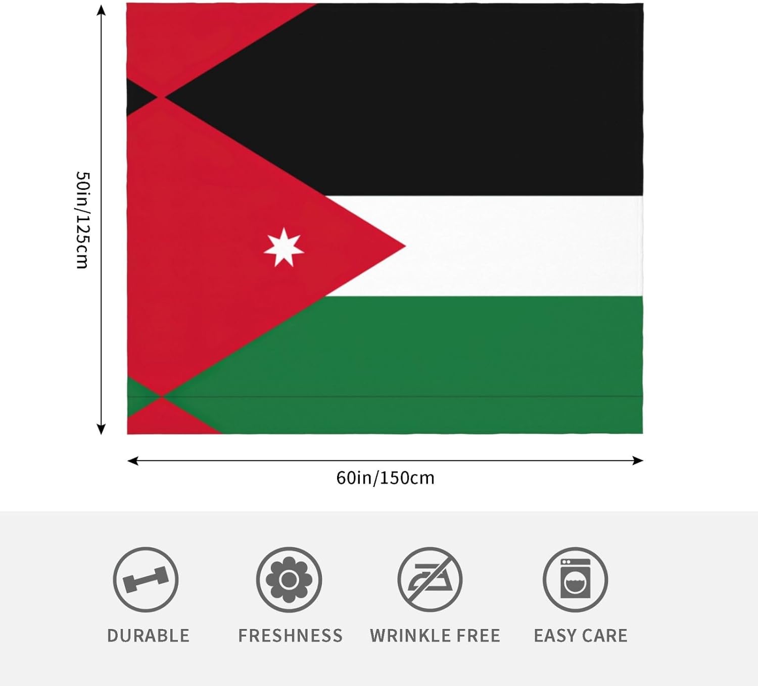 Jordanian Flag Print Cozy Soft Blankets Warm 50x60 in Lightweight Blanket for Camping Travel