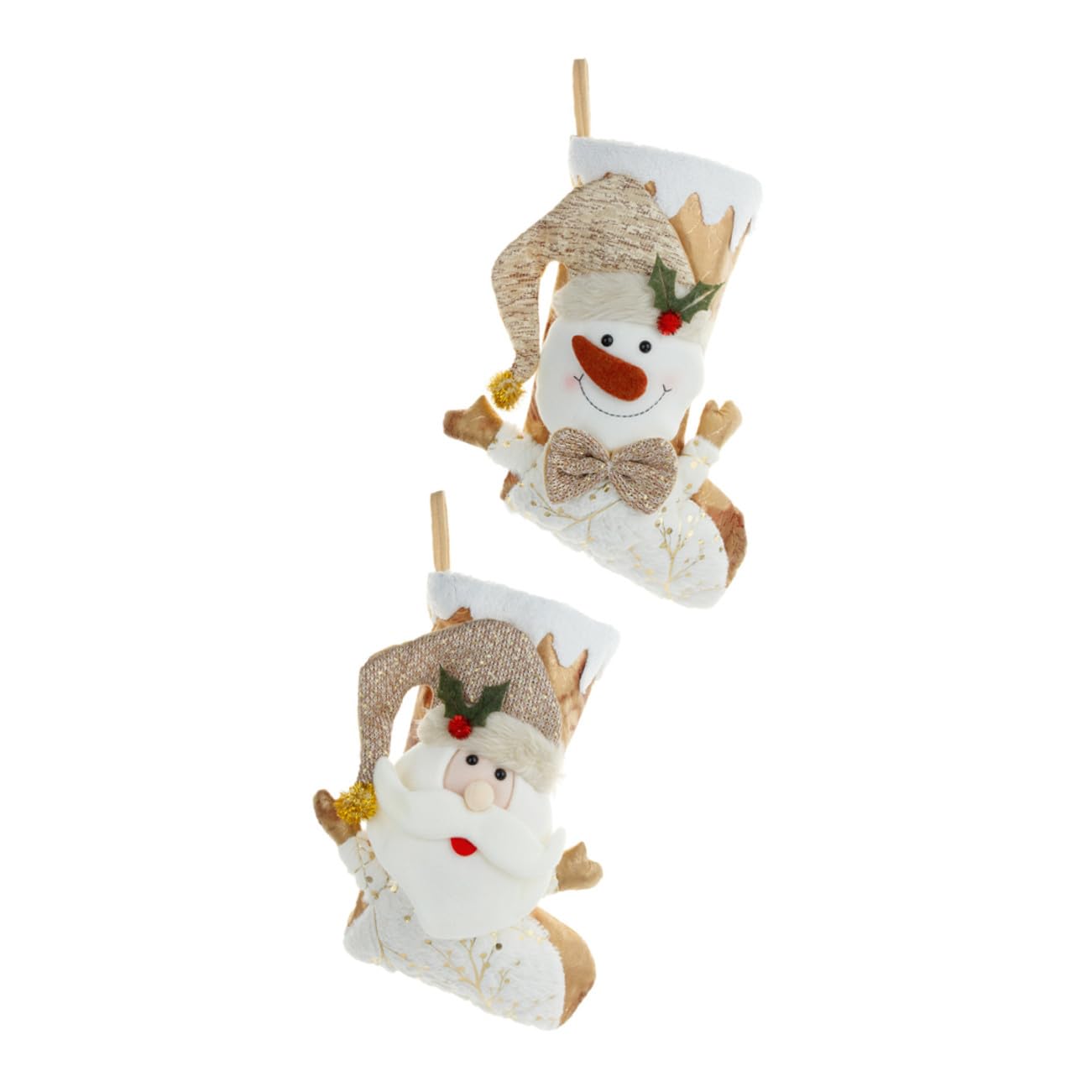 Chaussettes de Noël Veemoon lot de 2 suspensions Père Noël et Bonhomme pour déco de sapin festive