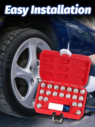 Image of 21 pcs Wheel Lock for BMW, Mini Series Anti-Theft Removal Kit | With Socket Adapter 1 /2 inch (12.7mm) Wheel Lock Lug Nut BMW Automotive Screw Remover Key Socket Tool Set